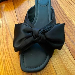 J. Crew Abbie Bow Sandals -black satin